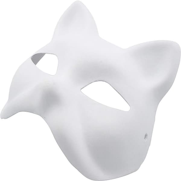 20 st rävmasker Therian-masker av vitt papper för DIY-målning fox mask