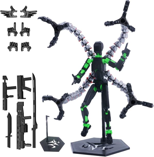 Actionfigur (monterad) Titan 13 Dummy 13 Actionfigur Robot 13 Figur 3D-printad ledad rörlig robotmodell