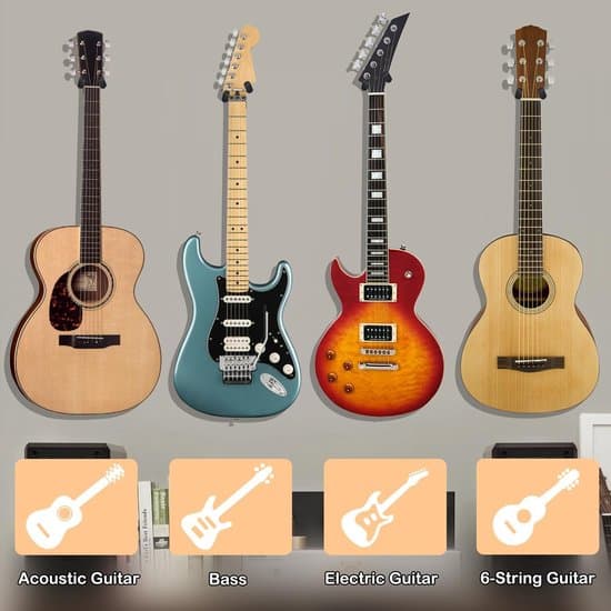 Gitarrväggfäste Set med 4 vägghängare Svängbar Mjuk Krok – Trä U-formad Hållare för Akustiska & Basgitarrer Lättinstallerat Gitarrväggfäste