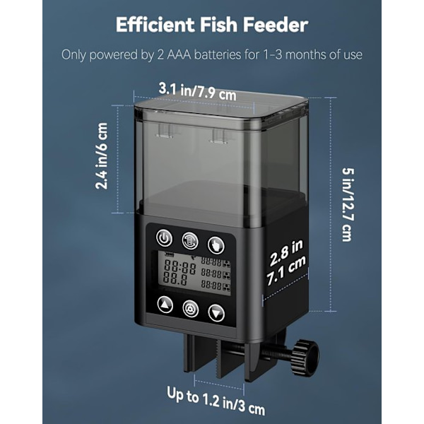 Automatisk Fiskefoderautomat – 320 ml – med Timer – Egnet til Piller og Pulverfoder – Egnet til Akvarier og Damme – Nem at Måle og Tilføje Foder
