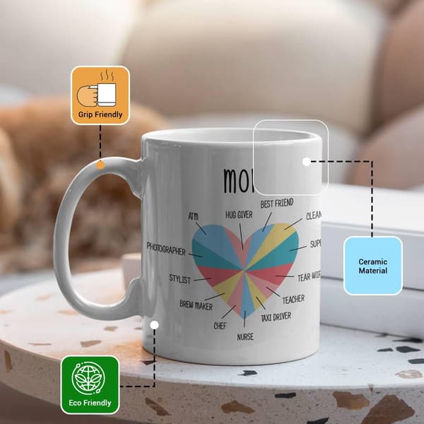 Mamma kaffekopper samling flerfarget (Mammas hjerte) Gaver til mor
