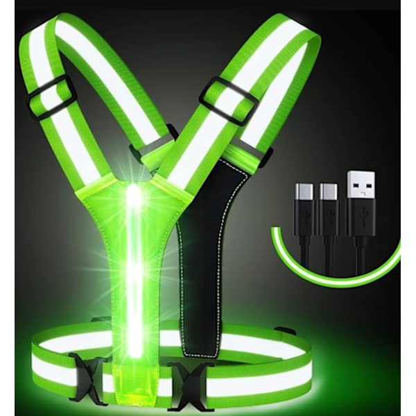 LED refleksvest løping USB oppladbar LED lysvest