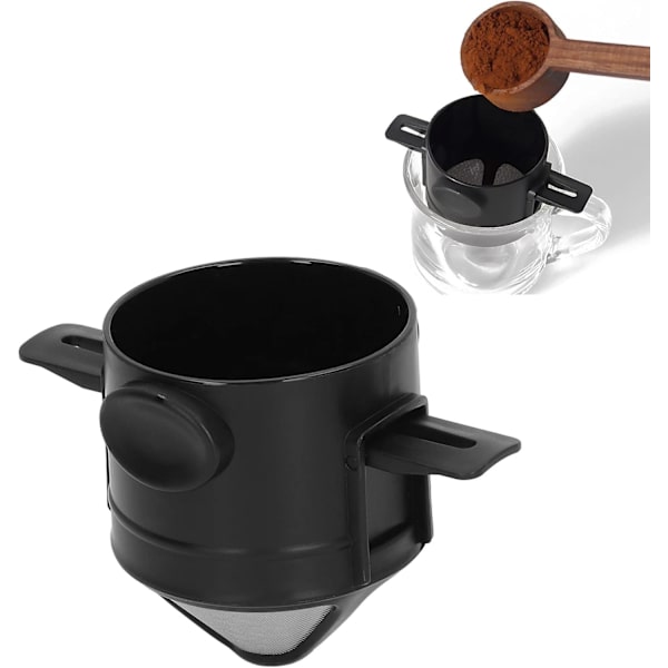Bærbart håndbrygget kaffefilter i rustfritt stål, gjenbrukbart dryppkaffefilter