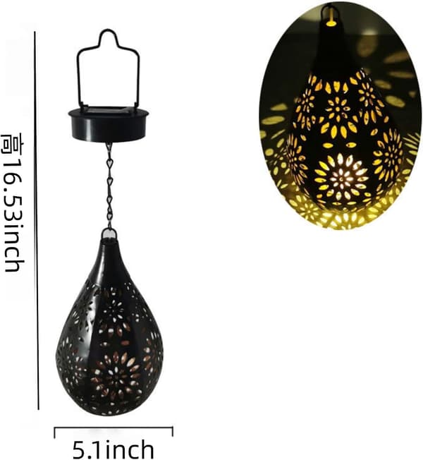 Utendørs hengende solcellelamper Hage lykt LED blomstermønster Hage solcellelampe Vanntette solcellepaneler