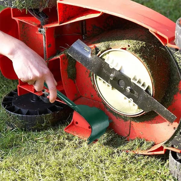 Universelt gressklipper-skrapeverktøy med langt ergonomisk håndtak, effektiv gressklipper, solid gressklipperdekk-skrape for å opprettholde ren gressklipper