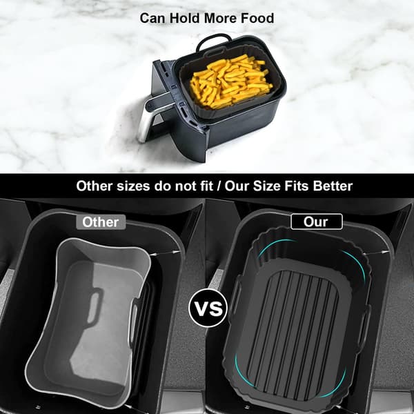 2-pack Air Fryer-brickor - Silikon Air Fryer-foder Återanvändbara Foder Air Fryer-korgar Svarta