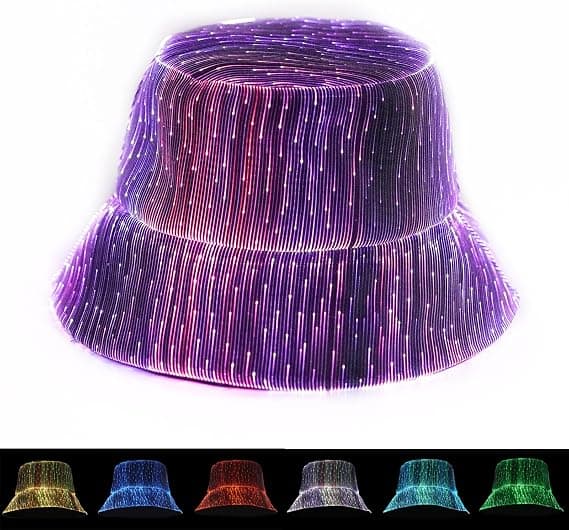 LED Rave Bucket Hat Lysande Fiskarhatt Festutrustning