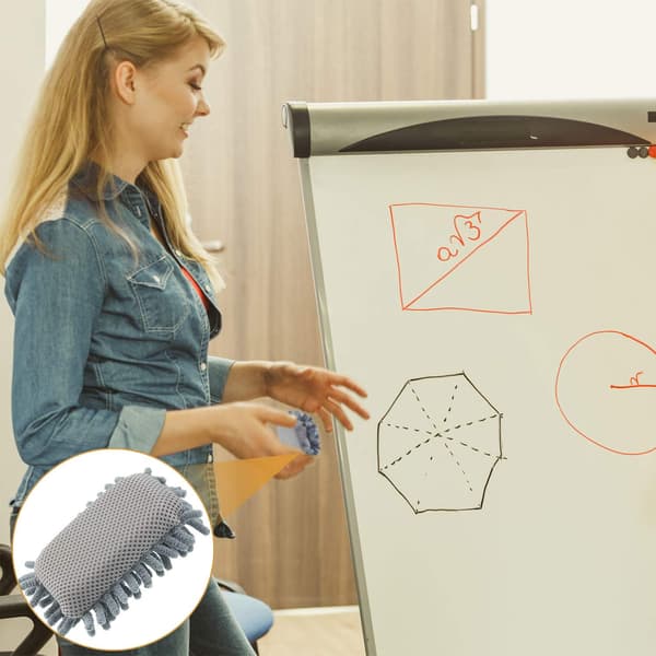 4 stykker tør viskelæder mikrofiber shag vaskbart whiteboard viskelæder til tuscher kridt hjem og kontor (grå blå og pink)