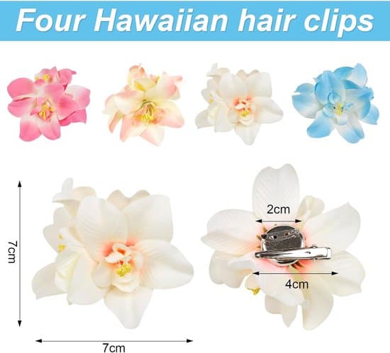 Hawaii blommiga hårnålar - blommor hårklämma - hår - klämma - blomhåraccessoarer - 4 st