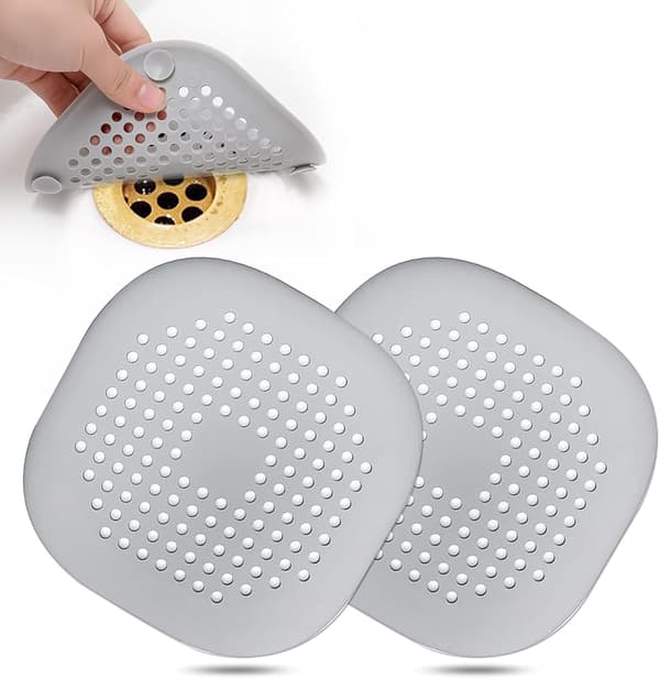 Hårfångare för dusch, silikonhårstoppare kök med sugkopp, enkel att installera, 2-pack