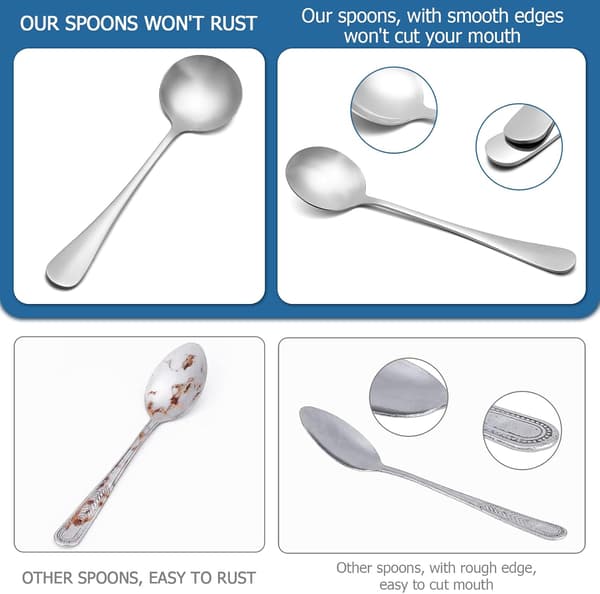 2-delt suppeske rund rustfrit stål bouillon skeer runde skeer 17 cm