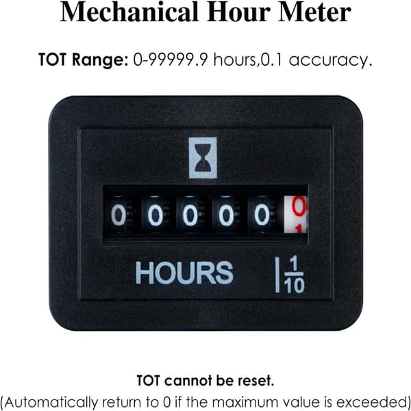 JR-HM001 Snap In Mekanisk Timeteller Rektangulær Timeteller For DC 6V Til 80V Strømutstyr