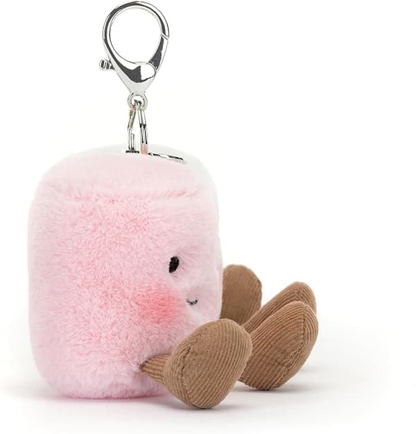 Marshmallowväska Berlock 3,5 tum - Mat Plysch Nyckelring - Bra Presentidé