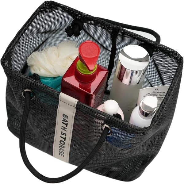 Badoppbevaring Dusjkurv Organizer for Baderom, Studenthybel, Leir, Treningsstudio (Liten Svart)