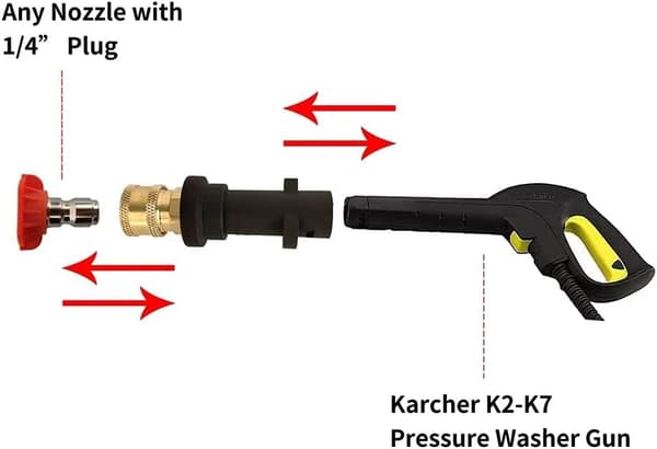 Högtryckstvättspistoladapter 1/4\" Spraymunstycksspetsar Set Mässing Hona Snabbkoppling för Karcher k2 k3 k4 k5 k6 K7