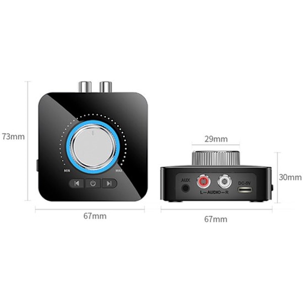 Bluetooth 5.0 mottaker/sender trådløs 3,5 mm AUX til RCA HiFi lydadapter