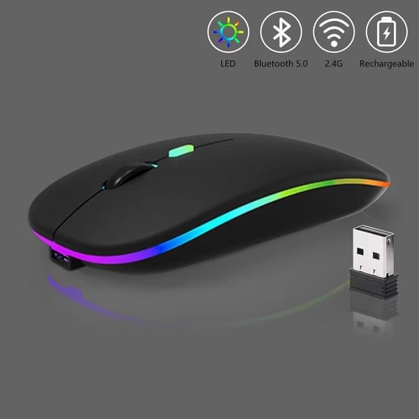 Bluetooth Mus til MacBook/MacBook Air/Pro/iPad, Trådløs Mus til Laptop/Notebook/pc/iPad/Chromebook Frosted Black shine