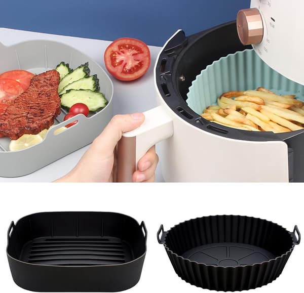 3-delt silikone airfryer-indsats sæt genanvendeligt fødevaregodkendt materiale bage-/kogeplade