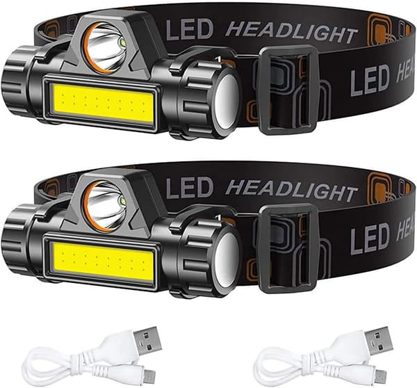 2-pack LED-pannlampor bärbara, lång räckvidd, uppladdningsbara, hög lumen, batteridrivna