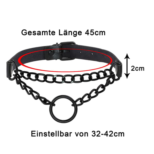 PU læderhalskæde Punk Goth Emo Cirkelkædehalskæde Chokerhalskæde til kvinder mænd justerbar