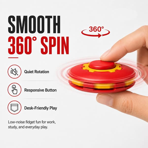3D-printet tryk- og drejefidgetspinner 360° roterende sensorisk skrivebordslegetøj Stille lommefidgetbold til børn og voksne (rød)