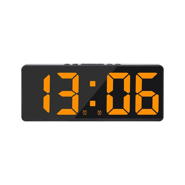 Väckarklocka för sovrum med temperatur, 5 justerbara ljusstyrkor, röststyrning (orange)