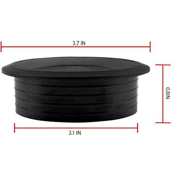 Computerbord Kabelport Ledningshulafdækning 6 Stk. - (Farve: Sort) 80mm