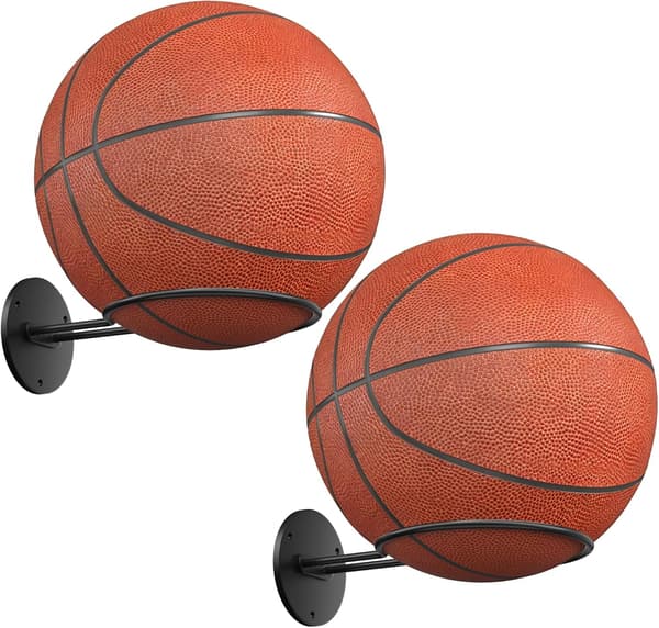Veggmontert basketballholder for gutterom, svart, 2 stk.