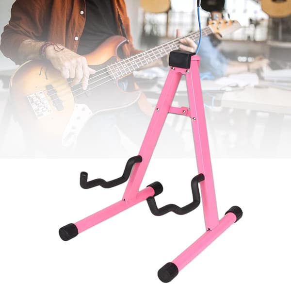 Universalt sammenleggbart instrumentstativ gitarstativ A-ramme musikkstativbrakett rosa