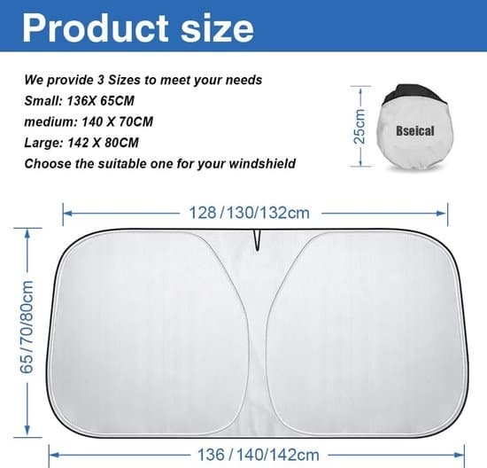 Bilsolskjerm med UV-beskyttelse – Sammenleggbar varmeisolerende frontrute 142×80 cm