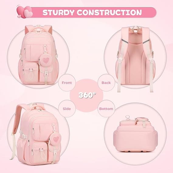 Flickors skolväskor barnskolväskor skolväskor för grundskoleelever och högstadieelever. Pink