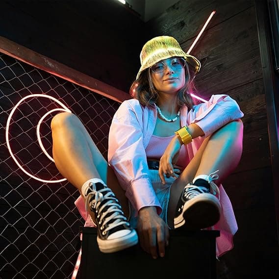 LED Rave Bucket Hat Lysande Fiskarhatt Festutrustning