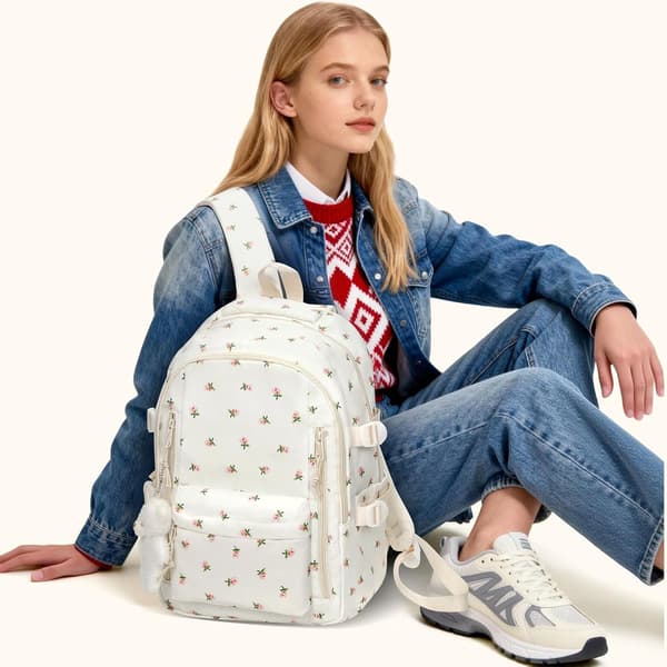 Blomryggsäck - Söt estetisk ryggsäck Kawaii Daypack