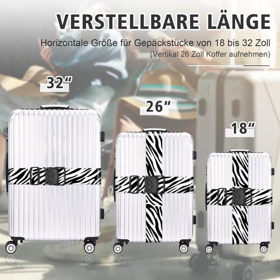 Zebraprint bagagestropper 2-pak – Sort Hvid Dyremønster Kuffertbælter med Quick-Release Spænde Fed Mode Rejsetilbehør