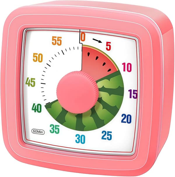 Visuell timer för barn för kök, klassrum, matlagning, inlärning, sovrum, 60-minuters nedräkning Pomodoro-timer för barn med autism ADHD (vattenmelonstil)