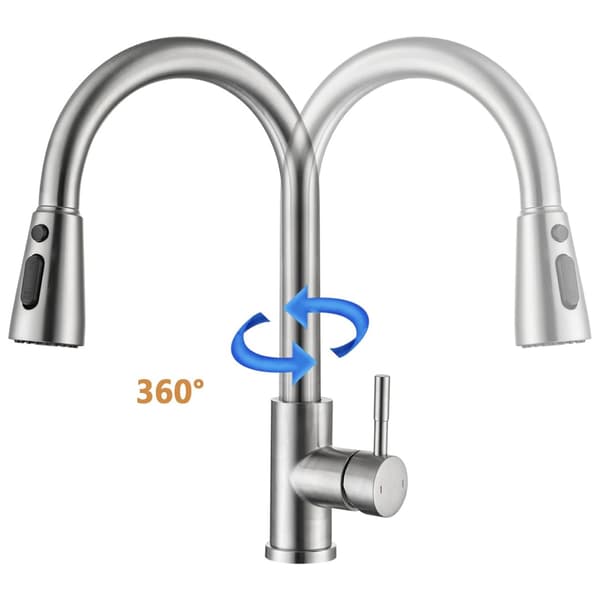 Köksblandare med utdragbar spray Silver