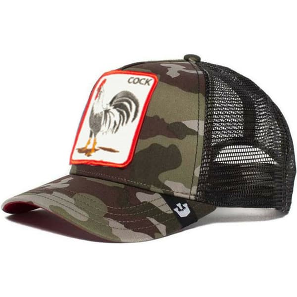 Fiskenettlue med brodert dyredesign Rooster camouflage