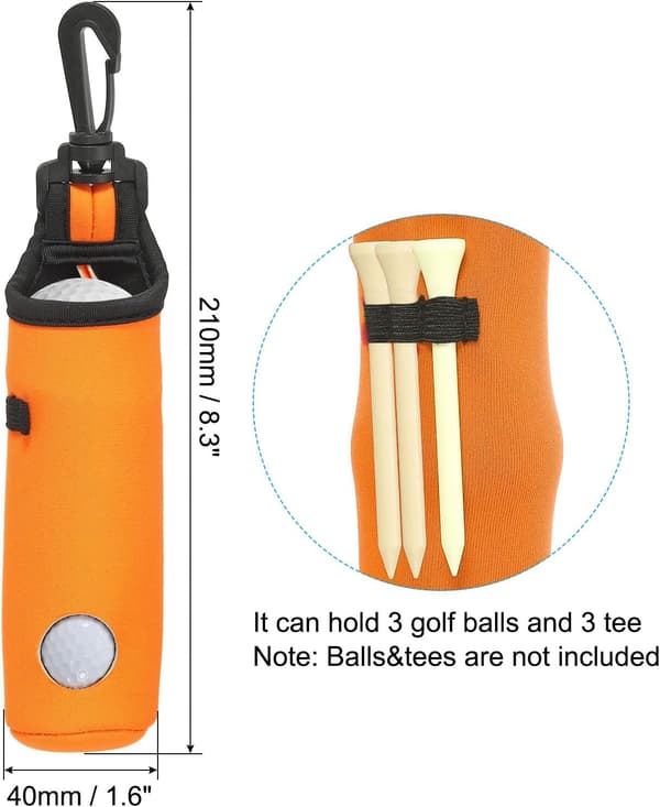 Golfbold bærepose Golf Tee Holder Pung Bærbar Neopren Golfboldholder med klips til mænd og kvinder Opbevaringsgaver