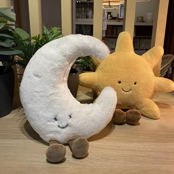 Lekne sol- og månebamser, myk solbamse perfekt som senge- eller sofapute, ideell for hjemmedekorasjon. 2