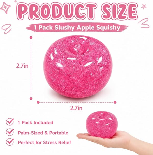 Vaaleanpunainen Slushy Omena Squishy Slushy Fidget-työkalu pöydän sisustukseen