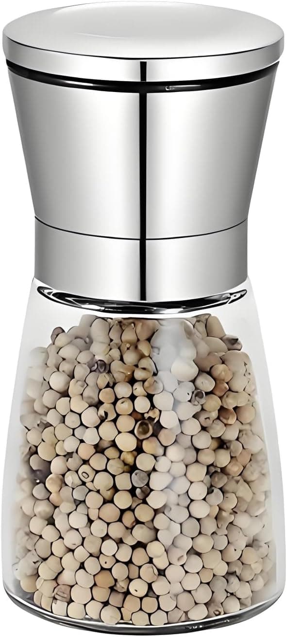 Salt- eller peberkværn i rustfrit stål, premium krydderikværn med keramisk klinge, 150 ml
