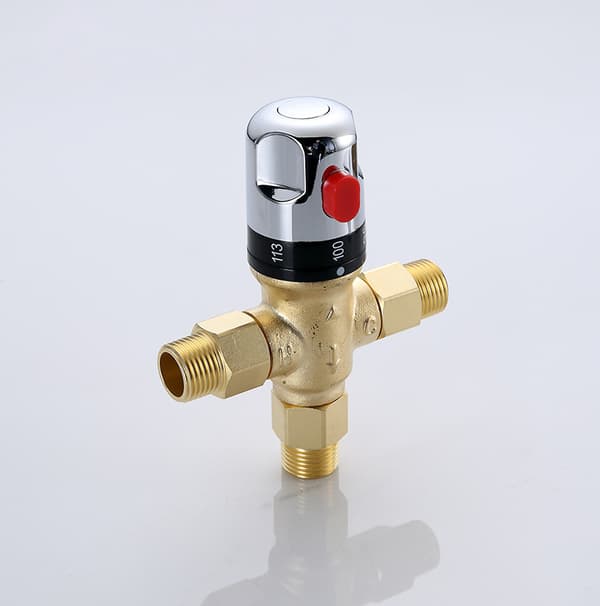 Termostatisk blandeventil med 1/2 NPT utvendige tilkoblinger, vanntemperaturreguleringsventil, solid messing