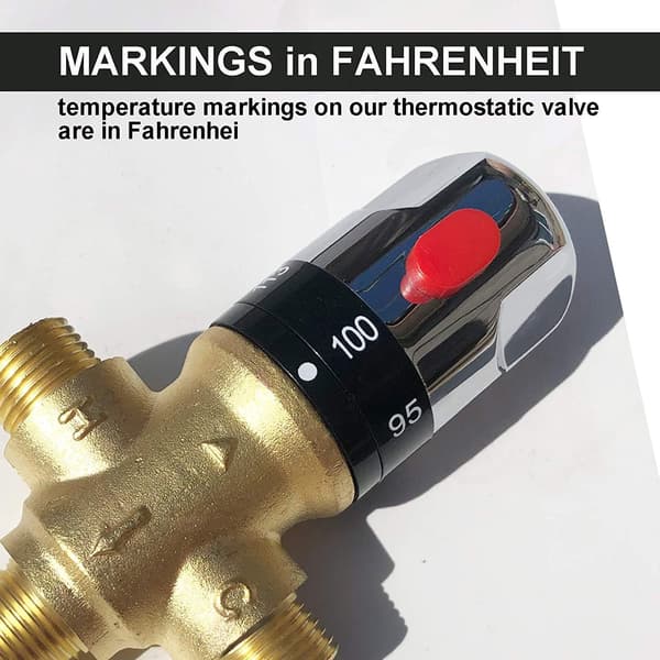 Termostatisk blandeventil med 1/2 NPT utvendige tilkoblinger, vanntemperaturreguleringsventil, solid messing