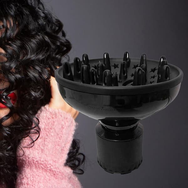 Universal hårdiffusor anpassningsbar hårtorksfäste för hårtorksmunstycken från 3,8-6 cm diameter Black