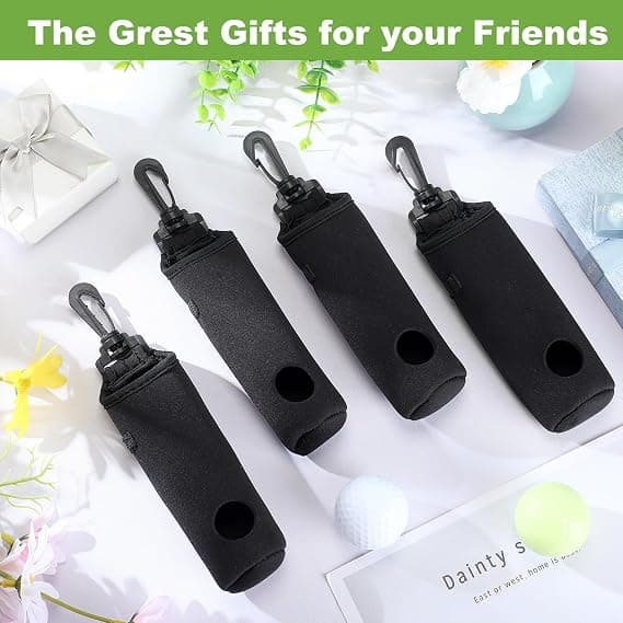 4 stykker golf tee holder golfbold bærepose boldholder nøglering bælteclips gaver tilbehør