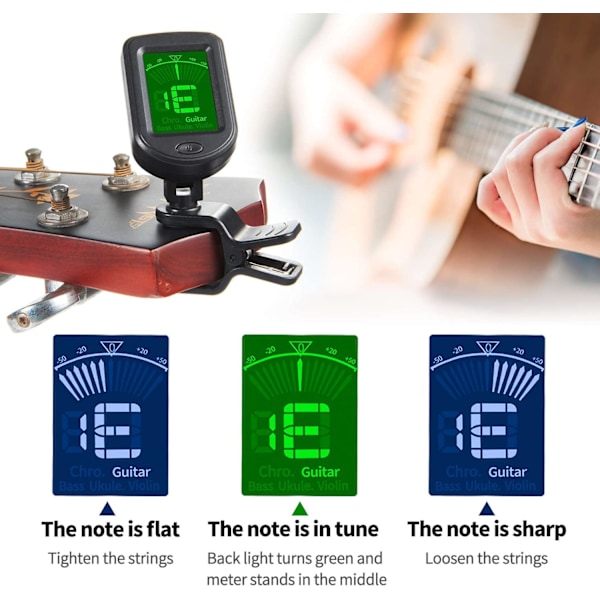 Gitarrstämmare Ukulele Stämmare 1 Set. Lämplig för Gitarr Bas Ukulele Violin och Banjo.