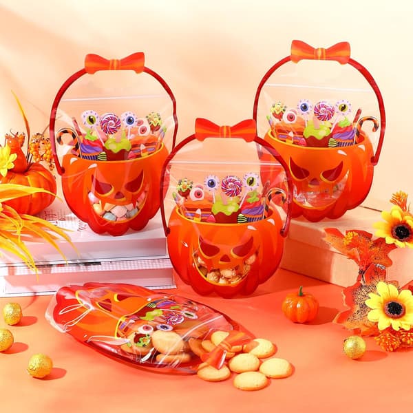 50 stk. Halloween-slikposer med håndtag, græskarplastik pumpkin 50PCS