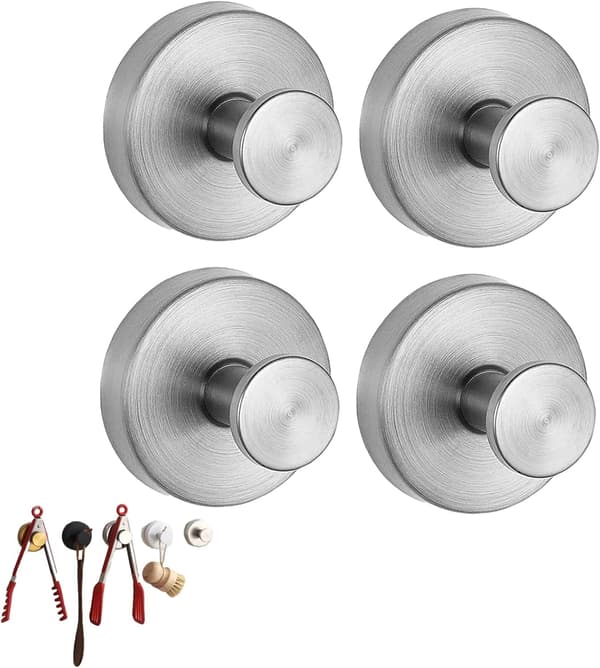 Sugproppskrokar, Uppgraderade sugproppskrokar, för duschar hemkök, badrumsvägg (Silver, 4 st)