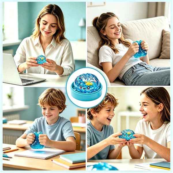 Blå Ocean Dumpling Squishy med Ångbåtsbas Jelly Squeeze Fidget Toy Haj & Snäckskalsdesign Stresslindring Sensorisk Leksak för Barn & Vuxna 2st 2pcs