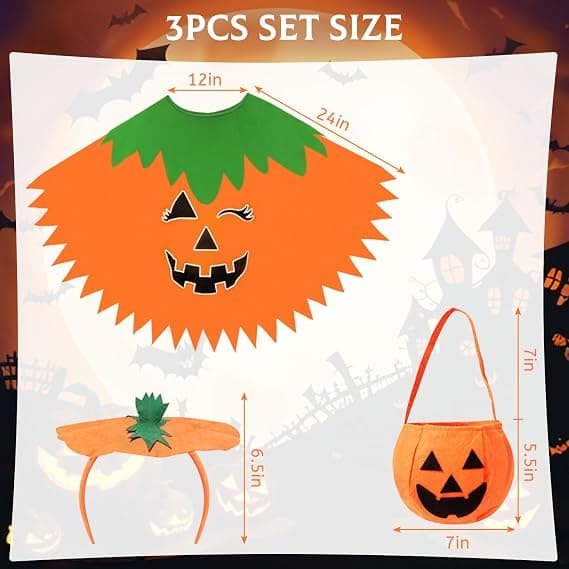 Græskar Kostume til Kvinder Voksen - Halloween Kostumer Poncho med Pandebånd Taske